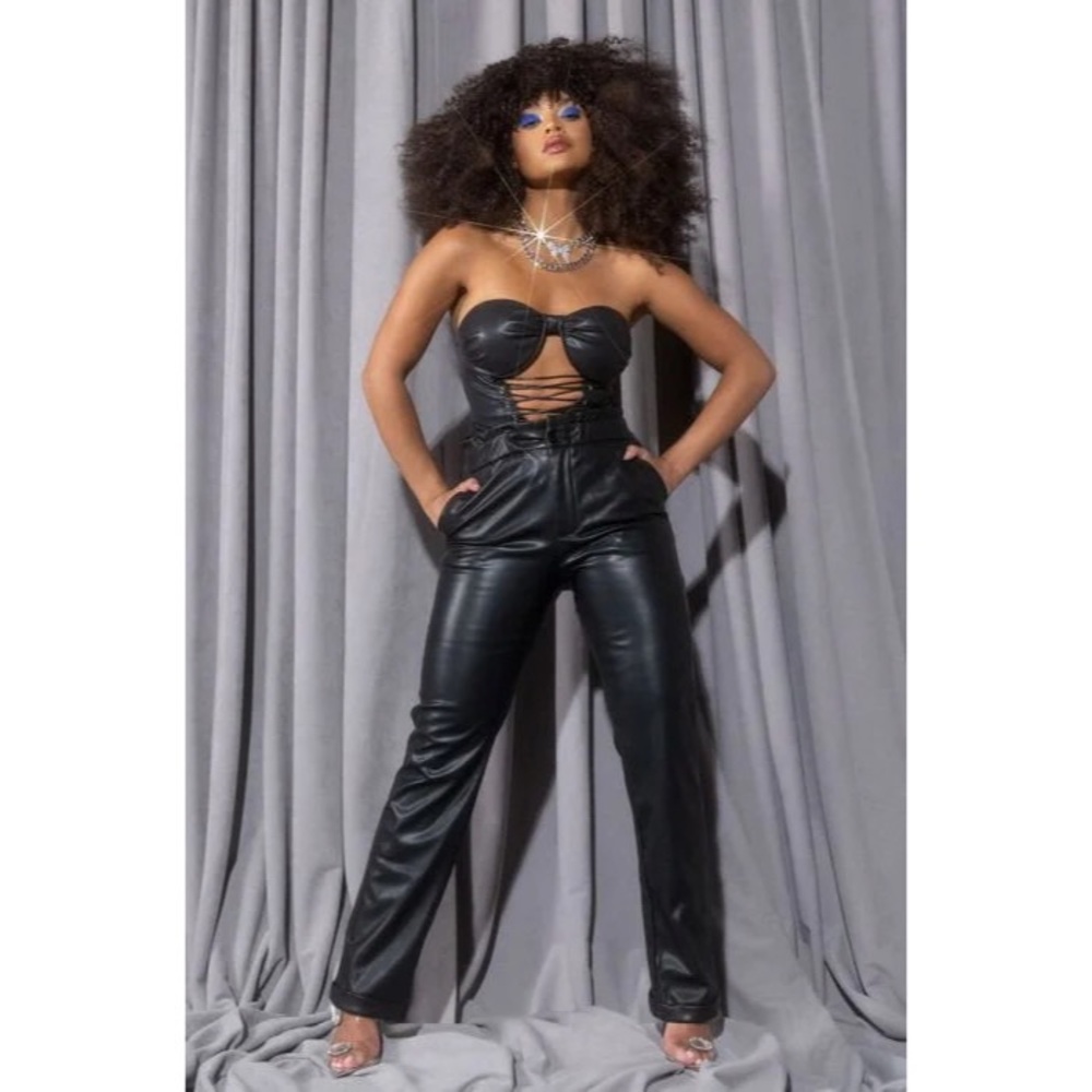 Akira BOOGIE NIGHTS STRAIGHT LEG FAUX LEATHER PANT